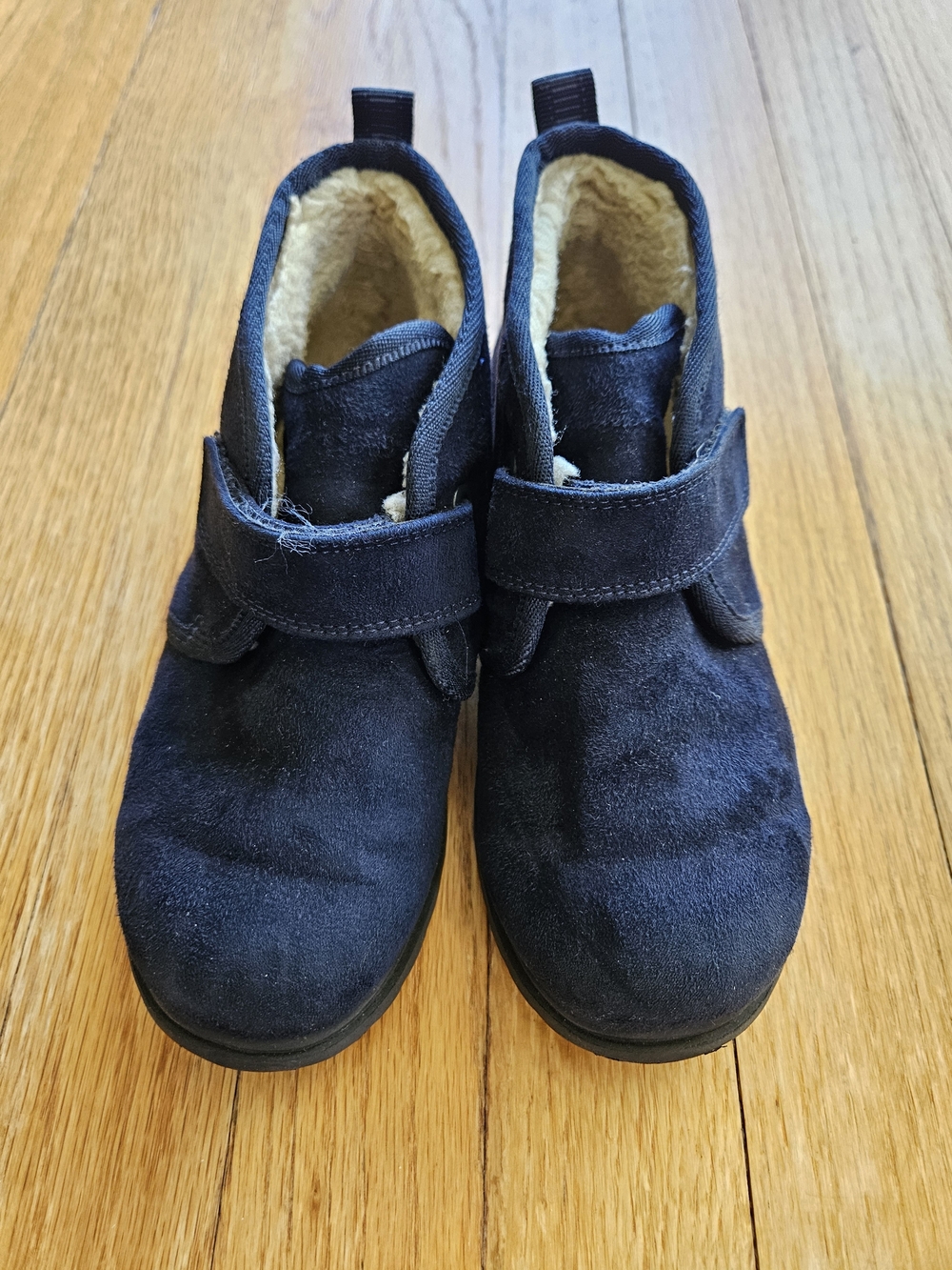 Kids Suede Navy Winter Boots with Fleece Lining